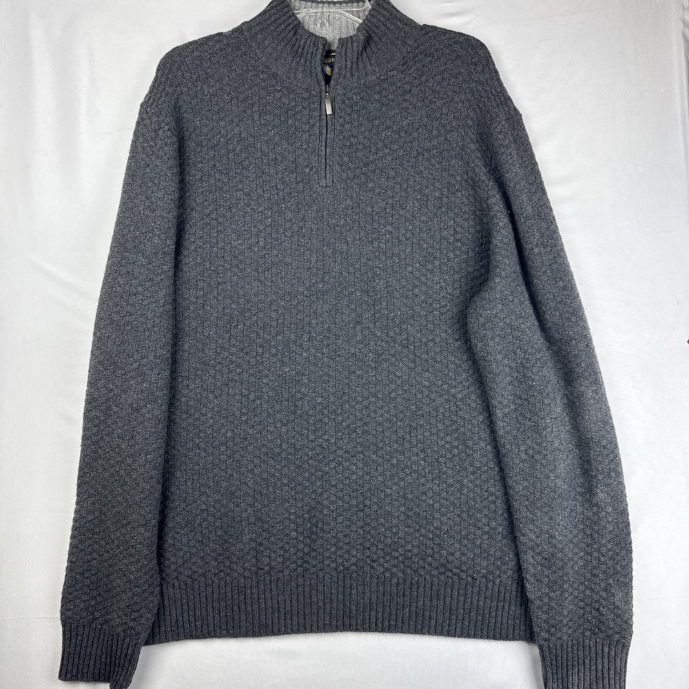 Club‎ Room Men Wool Cashmere Blend 1/4 Zip Sweater Gray Size Large Knit